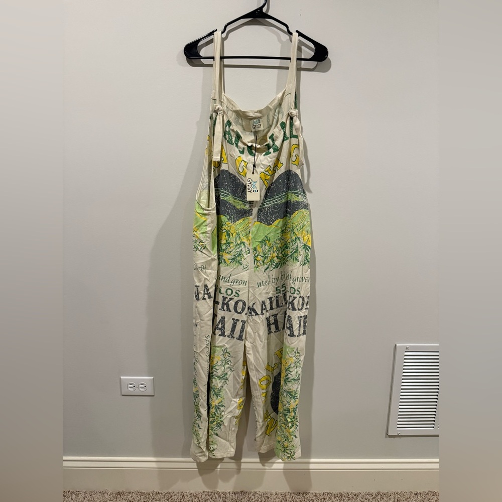 Brand New With Tags Jaded Gypsy Market Fresh Hawaii Print Overalls Boho L/XL
